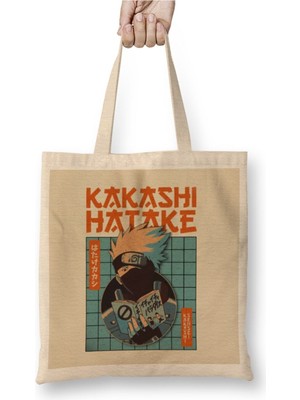 Toyaso Naruto Kakashi Hatake Beyaz Bez Çanta Uzun Saplı Alışveriş Çantası Plaj Çantası
