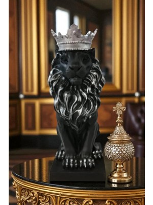 Ay Hediyelik Aslan Kral Heykeli Biblo - Dekoratif Polyester 14X35 cm