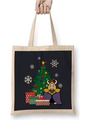 Toyaso King Asgore Around The Christmas Tree Undertale Beyaz Bez Çanta Uzun Saplı Alışveriş Çantası