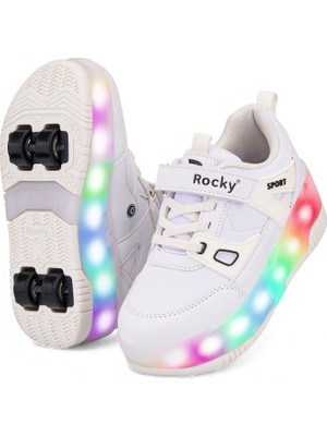 Rocky Sport Patenli Cırtlı Işıklı Spor Ayakkabısı 4 Tekerlekli Paten –ışıkları On/off Tuşlu