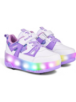 Rocky Sport Patenli Cırtlı Işıklı Spor Ayakkabısı 4 Tekerlekli Paten –ışıkları On/off Tuşlu