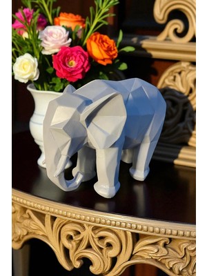 Ay Hediyelik Kübik Fil Heykeli Biblo - Dekoratif Polyester 27X20 cm