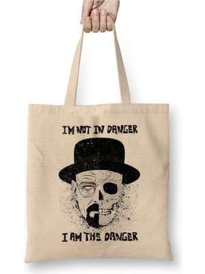 Toyaso Breaking Bad I Am The Danger Beyaz Bez Çanta Uzun Saplı Alışveriş Çantası Plaj Çantası