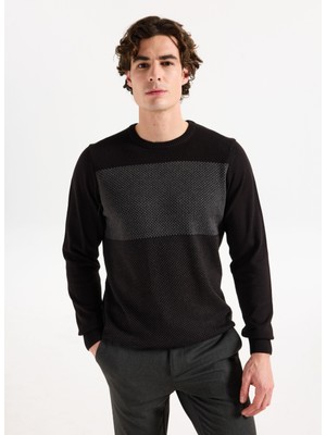 Altınyıldız Classics Bisiklet Yaka Standart Siyah - Gri Erkek Kazak ACE049261524_SYG