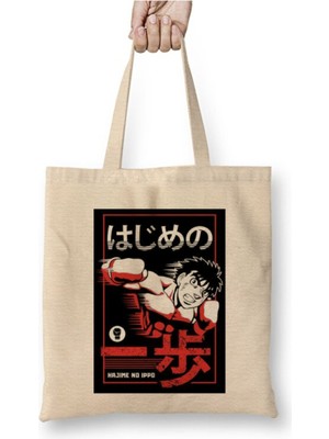 Toyaso Ippo Makunouchi Hajime No Ippo Beyaz Bez Çanta Uzun Saplı Alışveriş Çantası Plaj Çantası