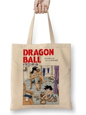 Toyaso Dragon Ball Z Goku E Gohan Saga Cell Beyaz Bez Çanta Uzun Saplı Alışveriş Çantası Plaj Çantası