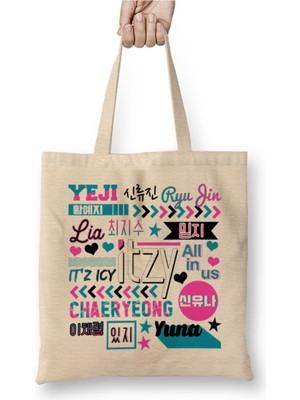 Toyaso Itzy Kpop Yeji Ryujin Kdrama Beyaz Bez Çanta Uzun Saplı Alışveriş Çantası Plaj Çantası