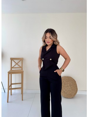 Seda Fidan Boutique Kruvaze Tasarım Tulum Siyah