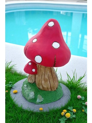 Ay Hediyelik Mantar Heykeli Biblo - Dekoratif Polyester 20X33 cm