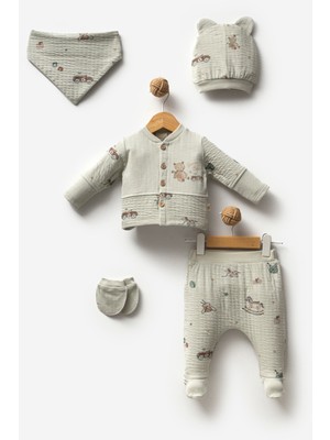 By Bubbles %100 Organik Pamuk Sürücü Ayı 5 Parça Hastane Çıkış Seti