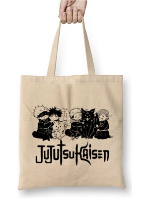 Toyaso Jujutsu Kaisen Manga Beyaz Bez Çanta Uzun Saplı Alışveriş Çantası Plaj Çantası