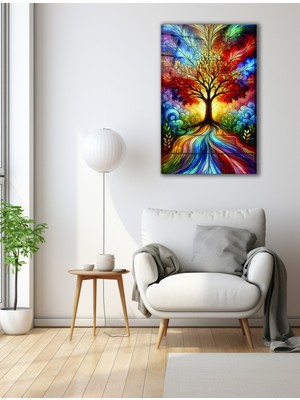 Marsilyan Çok Renkli Hayat Ağacı Cam Tablo