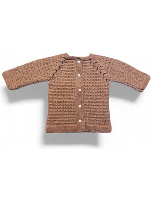 Pafuli El Örgüsü Su Yolu Desenli Bebek / Çocuk Hırkası Soft Renk (1-3 Yaş)