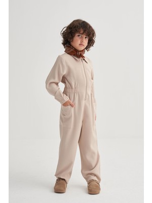 Cigit Tencel Önü Fermuarlı Tulum 2-7 Yaş Bej