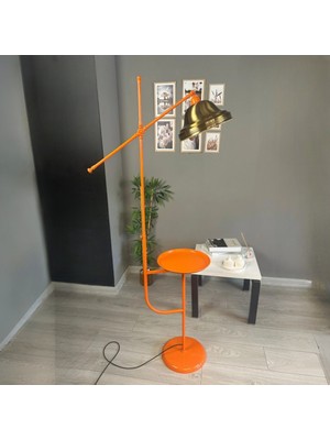 Bamyum Ulmete Turuncu Gövde Eskitme Renk Lambader Tepsili Makas Gövde Metal Oturma Odası Zemin Lambası