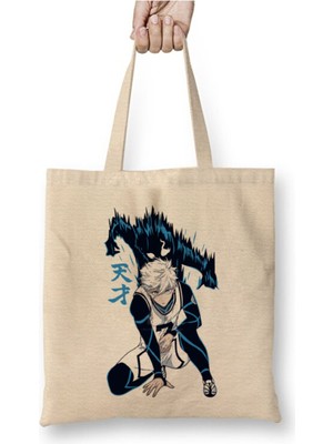 Toyaso Nagi Blue Lock Beyaz Bez Çanta Uzun Saplı Alışveriş Çantası Plaj Çantası