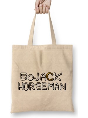 Toyaso Bojack Horseman Text Beyaz Bez Çanta Uzun Saplı Alışveriş Çantası