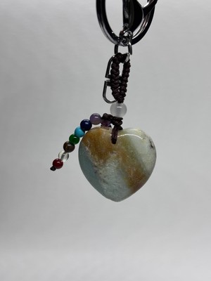 Gemsartdeco Amazonit Doğaltaş Anahtarlık Charm Kalp