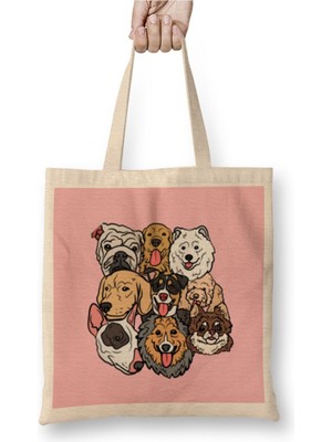 Toyaso Funny Dog Lover Gift For Women Men Köpek Beyaz Bez Çanta Uzun Saplı Alışveriş Çantası Plaj Çantası