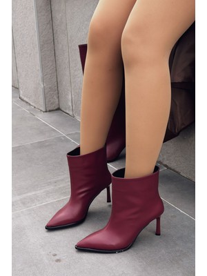 I Love Shoes Elarin Kadın Topuklu Bot Bordo Mat Deri