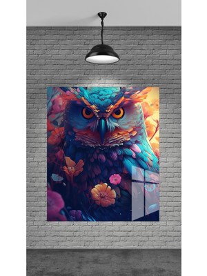 Marsilyan Cam Baykuş Figürlü Cam Tablo