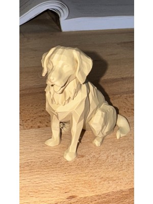 TSC 15CM Golden Retriever Figürü Odun Dokulu Görünüm Trend Ev Ofis Dekorasyon Aksesuarı