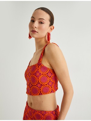 Koton Işlemeli Askılı Crop Büstiyer