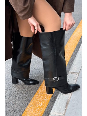 I Love Shoes Lorimax Kadın Tak-Çıkar Bot-Çizme Siyah Parlak deri