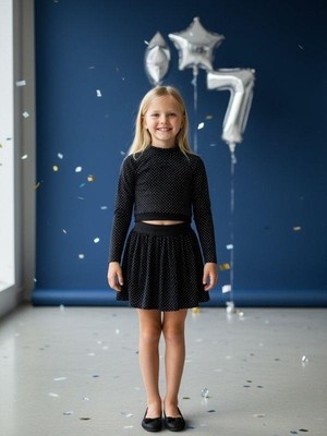 Zekids Kız Çocuk Işıltılı Bluz Tül Etekli Takım