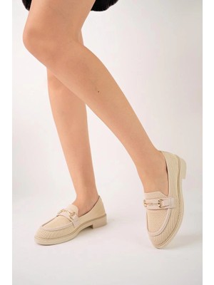 Ezel Glory KB-021 Kuback Bej Triko G Toka  Günlük Kadın Ayakkabı