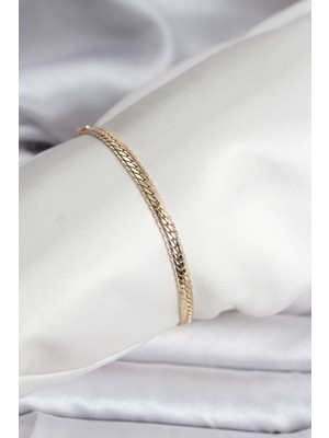 Clariss 14K Gold Renk Kaplama Lazer Ezme Zincir Model cm Kadın Bileklik