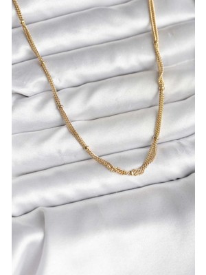Butik 14K Gold Renk Kaplama Topçuk Zincirli Model cm Kadın Kolye