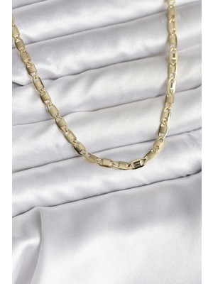 Clariss 14K Gold Renk Kaplama Plaka Ezme Model Zincirli cm Kadın Kolye