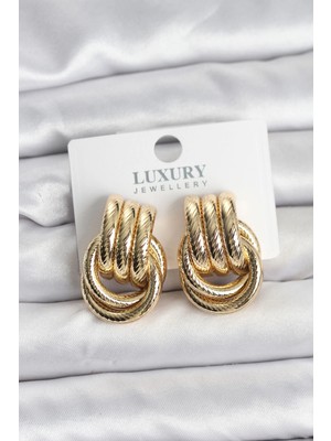 Butik Gold Renk Halka Modelli Pirinç Kadın Küpe