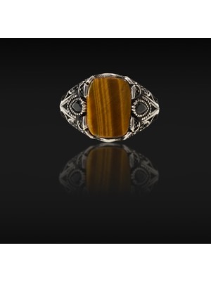 Umut Silver Kaplangözü Zirkon Taşlı Oval Gümüş Erkek Yüzük