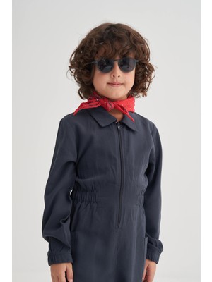 Cigit Tencel Önü Fermuarlı Tulum 2-7 Yaş Lacivert