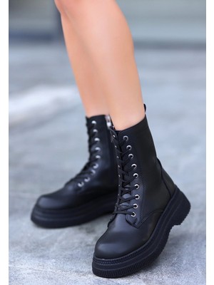 Ezel Glory Roxan Siyah Cilt Bağcıklı Bot