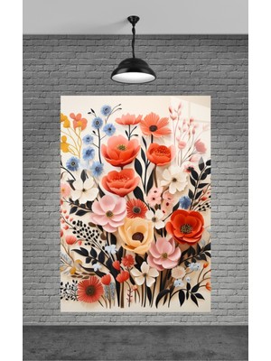 Marsilyan Renkli Çiçekler Cam Tablo Ev Dekorasyon,balkon Dekorasyonu,dekoratif,duvar Tablo,mutfak Tablo