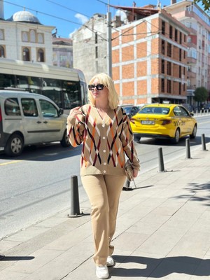 Ezel Glory Hırka Pantolon Alt Üst Triko Takım Vizon