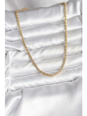 14K Gold Renk Kaplama Boru Zincir Model cm Kadın Kolye - Bamido