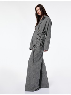 Koton x Şahika Ercümen - Flanel Kumaş Loose Fit Cepli Kışlık Palazzo Pantolon