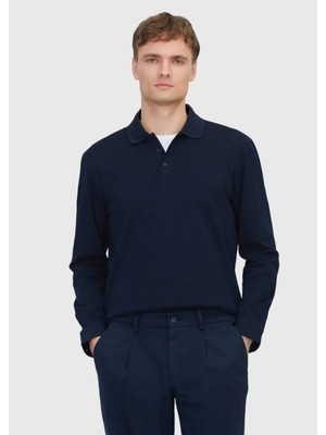 Ramsey Lacivert Düz Polo Yaka %100 Pamuk T-Shirt