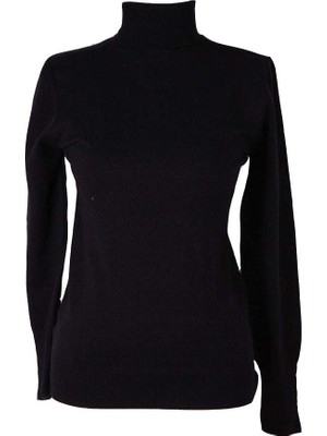 Trender Basic Balıkçı Yaka Siyah Kadın Kazak 26KL71A40022