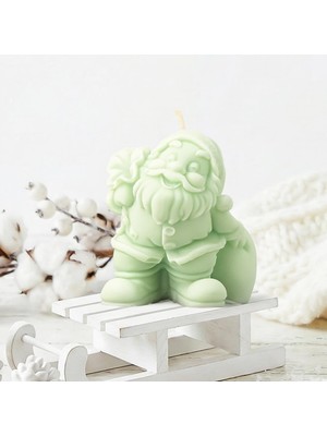 Mitr Noel Baba Temalı Yeşil Soya Mum