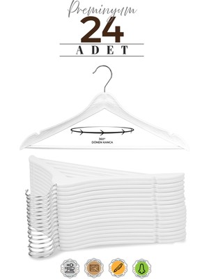 Etc Home 24 Adet Ahşap Görünümlü Plastik A Kalite  Elbise Askı