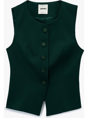 Koton Bisiklet Yaka Düğmeli Blazer Yelek