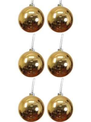 Empressco Parlak 8cm Altın Renkli Yılbaşı Çam Süsü, 6'lı Set