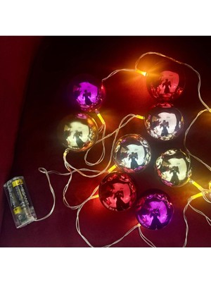 Empressco 2 Metre 10 LED Pilli Çok Renkli Top Yılbaşı Ağacı Süsü