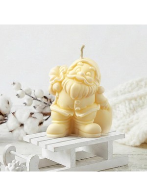 Mitr Noel Baba Temalı Turuncu Soya Mum