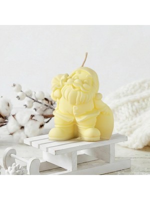 Mitr Noel Baba Temalı Sarı Soya Mum